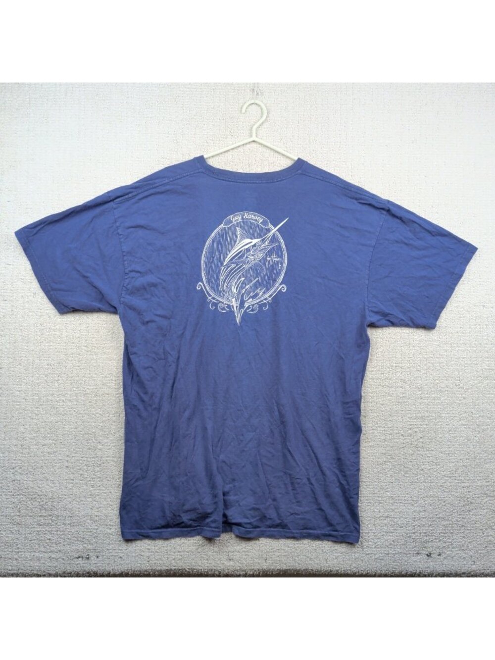 Guy Harvey Blue T-Shirt Hawaii Graphic Tee Swordfish Sport Fishing Tee Men 2XL